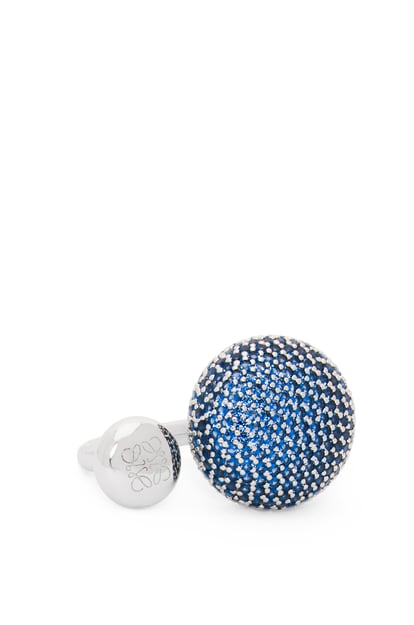 LOEWE Anillo Anagram Pebble en plata de ley y cristales Plateado/Azul plp_rd