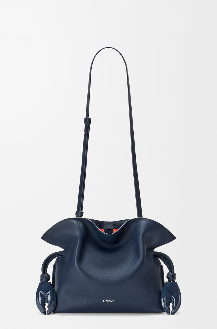 LOEWE Mini Flamenco clutch in nappa calfskin and check intarsio Deep Navy/Multicolor