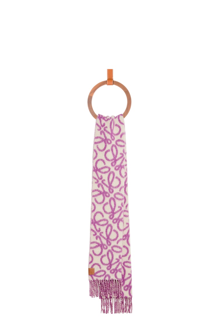 LOEWE Anagram scarf in alpaca and wool blend Purple/Beige Mist