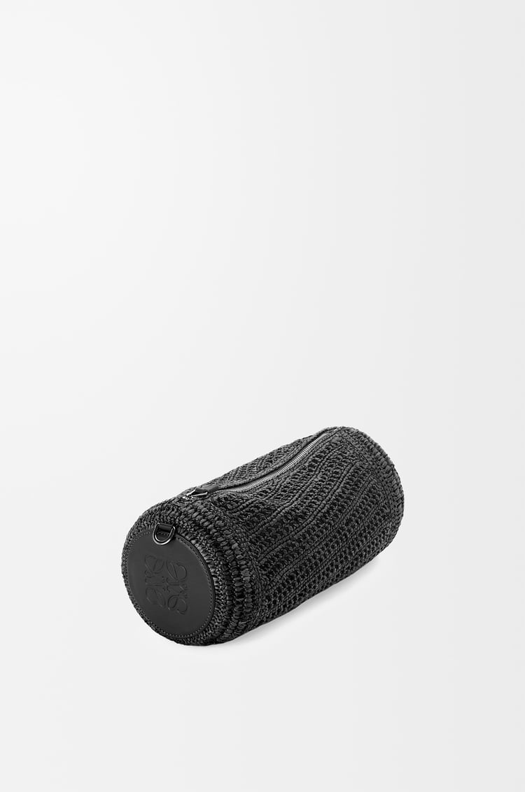 LOEWE Bracelet Pouch en rafia y piel de ternera Negro/Negro