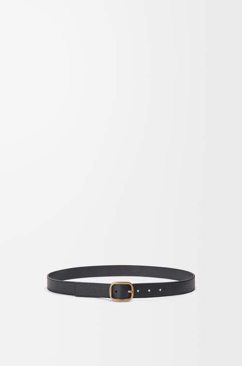 LOEWE Rounded soft belt in supple grained calfskin Black/Gold