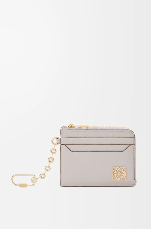 LOEWE Anagram square coin cardholder in pebble grained calfskin Light Ghost Grey