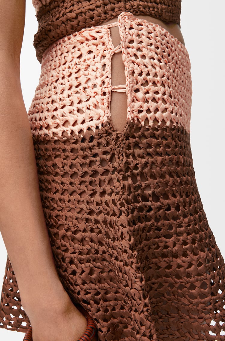 LOEWE Mini skirt in silk Beige/Brown