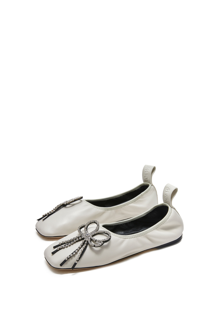 LOEWE STRASSED BOW BALLERINA Soft White