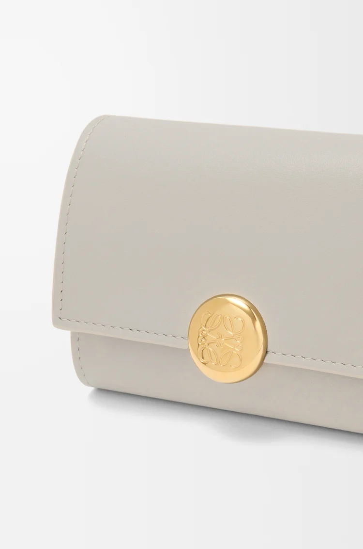 LOEWE Pebble small vertical wallet in shiny nappa calfskin Shell Grey
