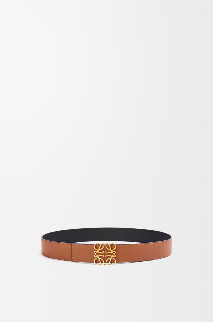 LOEWE リバーシブル アナグラムベルト（スムースカーフ） タン/ブラック/ゴールド