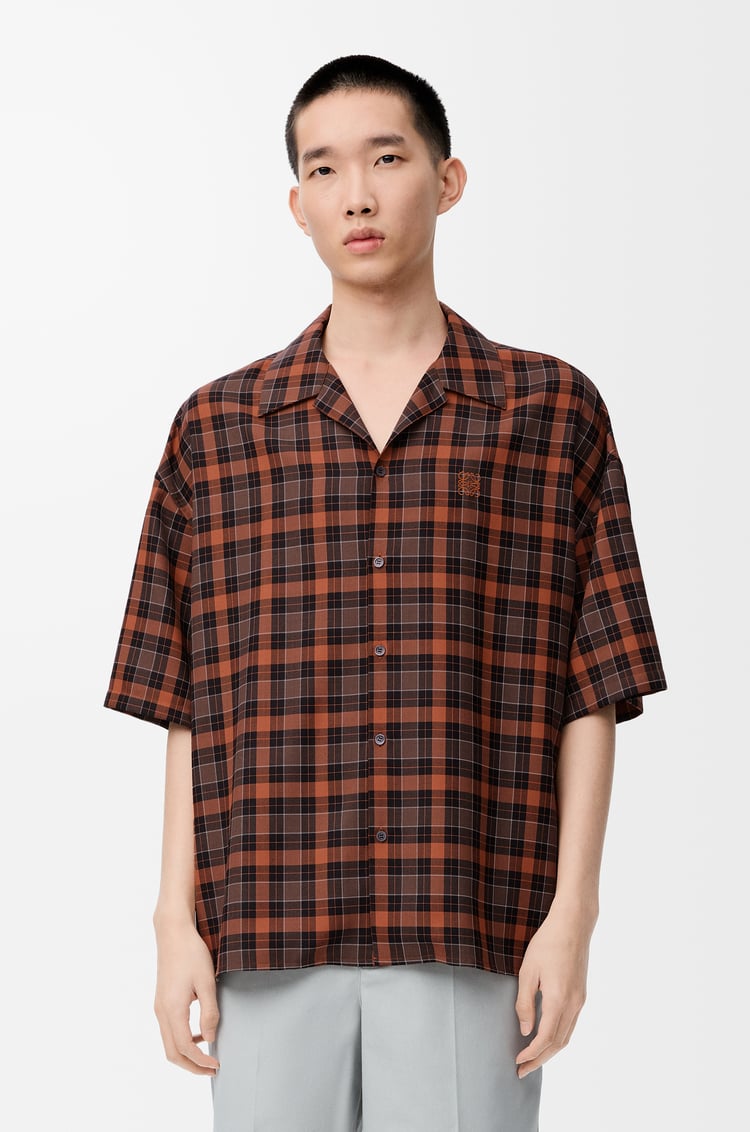 LOEWE Short sleeve shirt in wool blend Orange/Black