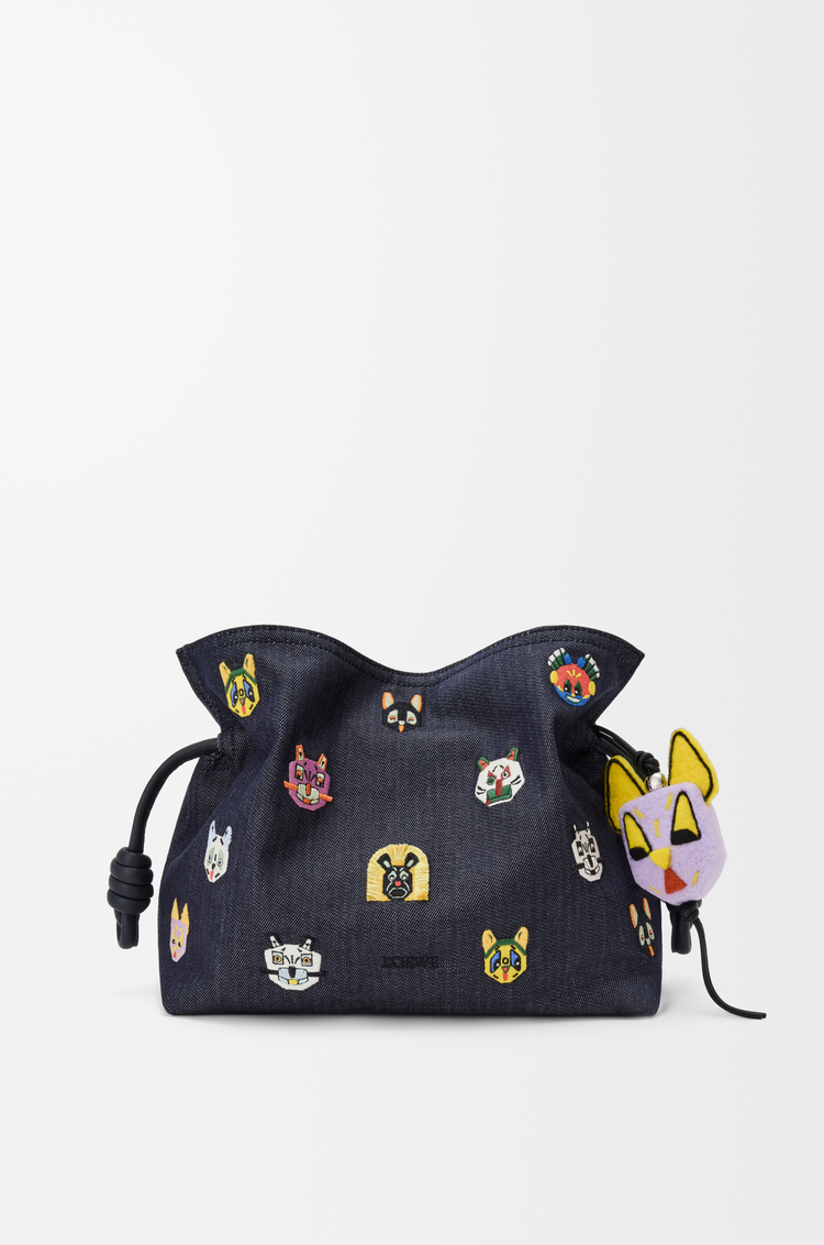 LOEWE Charm Cat en fieltro Morado/Amarillo