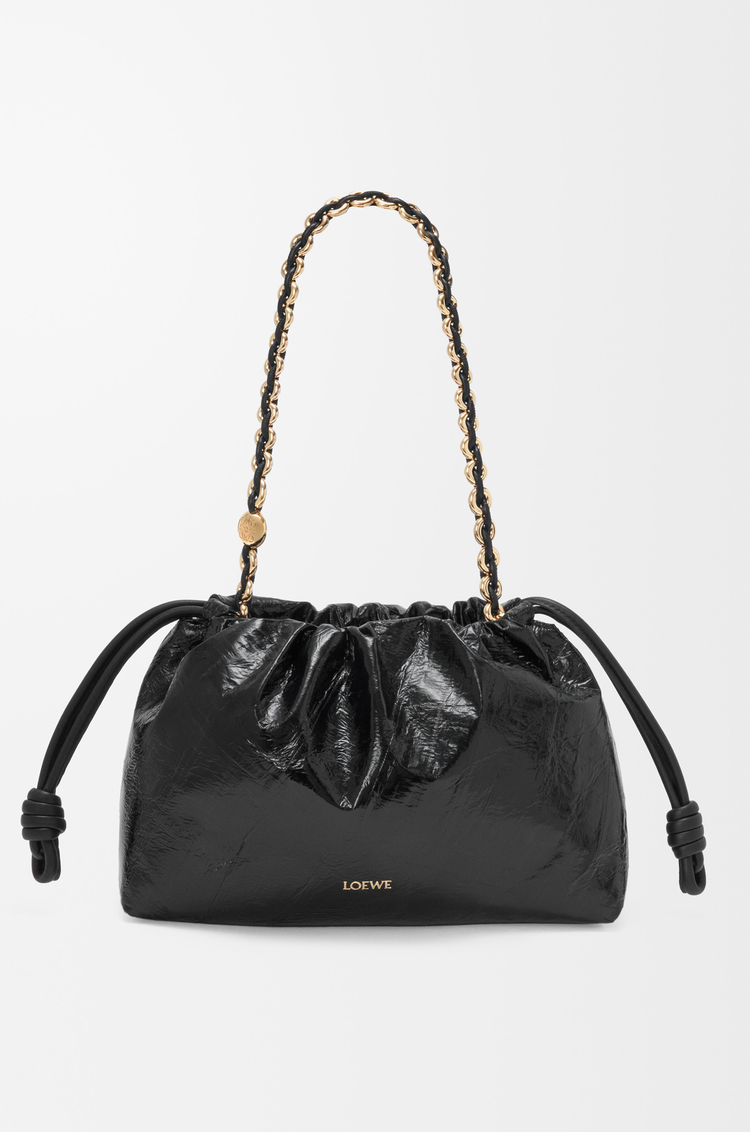 LOEWE Bolso Flamenco purse mediano en piel de anguila Negro