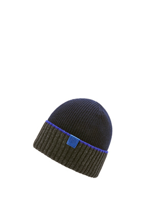 LOEWE Beanie hat in wool Navy Blue/Grey plp_rd