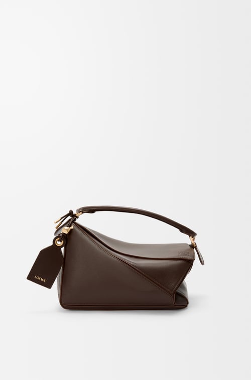 LOEWE Small Featherlight Puzzle bag in nappa lambskin Dark Brownie