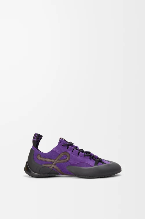 LOEWE Sneaker Grip in pelle di vitello scamosciata Viola/Marrone