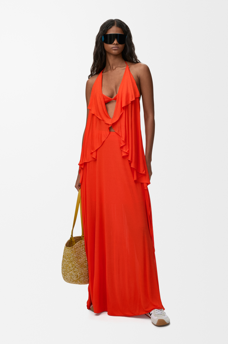 LOEWE Dress in crepe viscose Orange