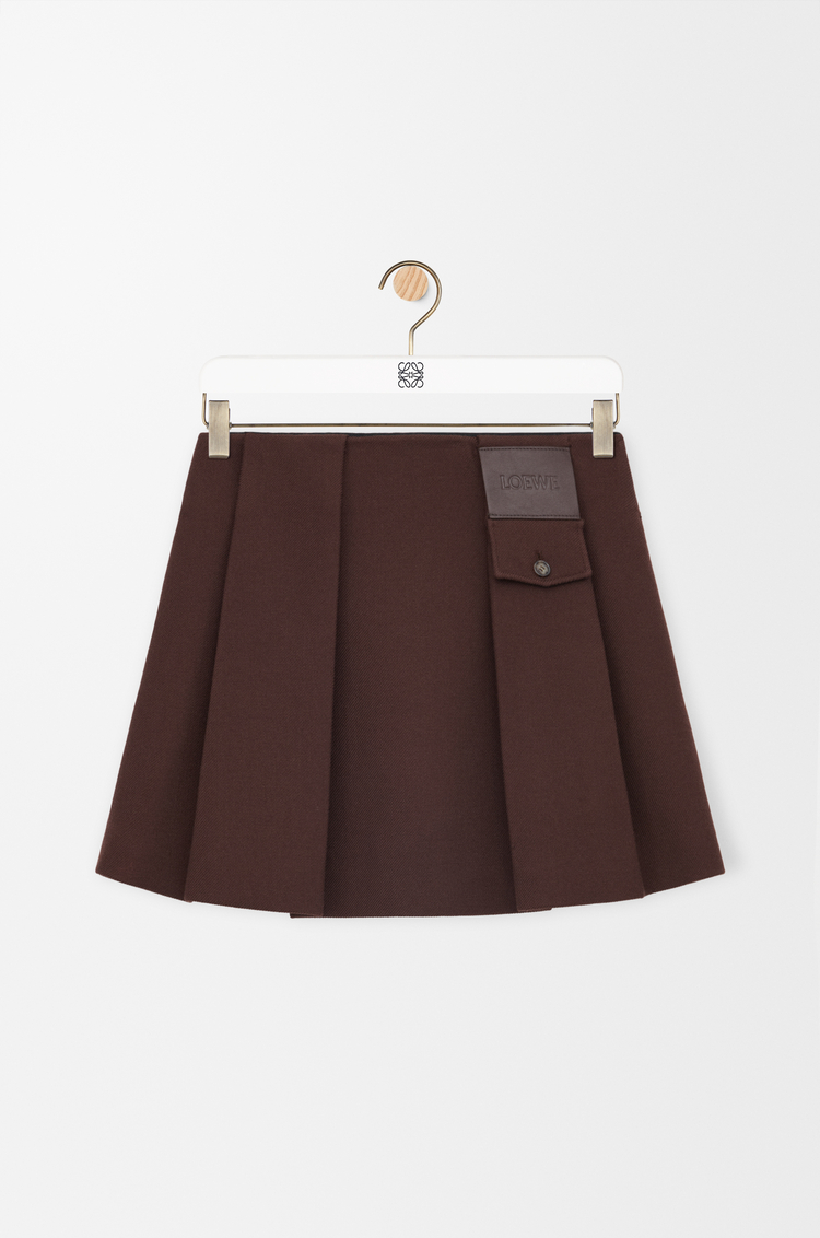 LOEWE Mini skirt in wool Dark Brown