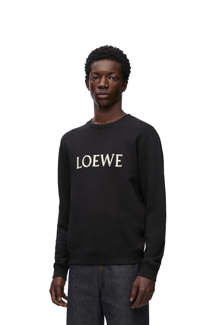 LOEWE Sweatshirt mit normaler Passform aus Baumwolle Schwarz