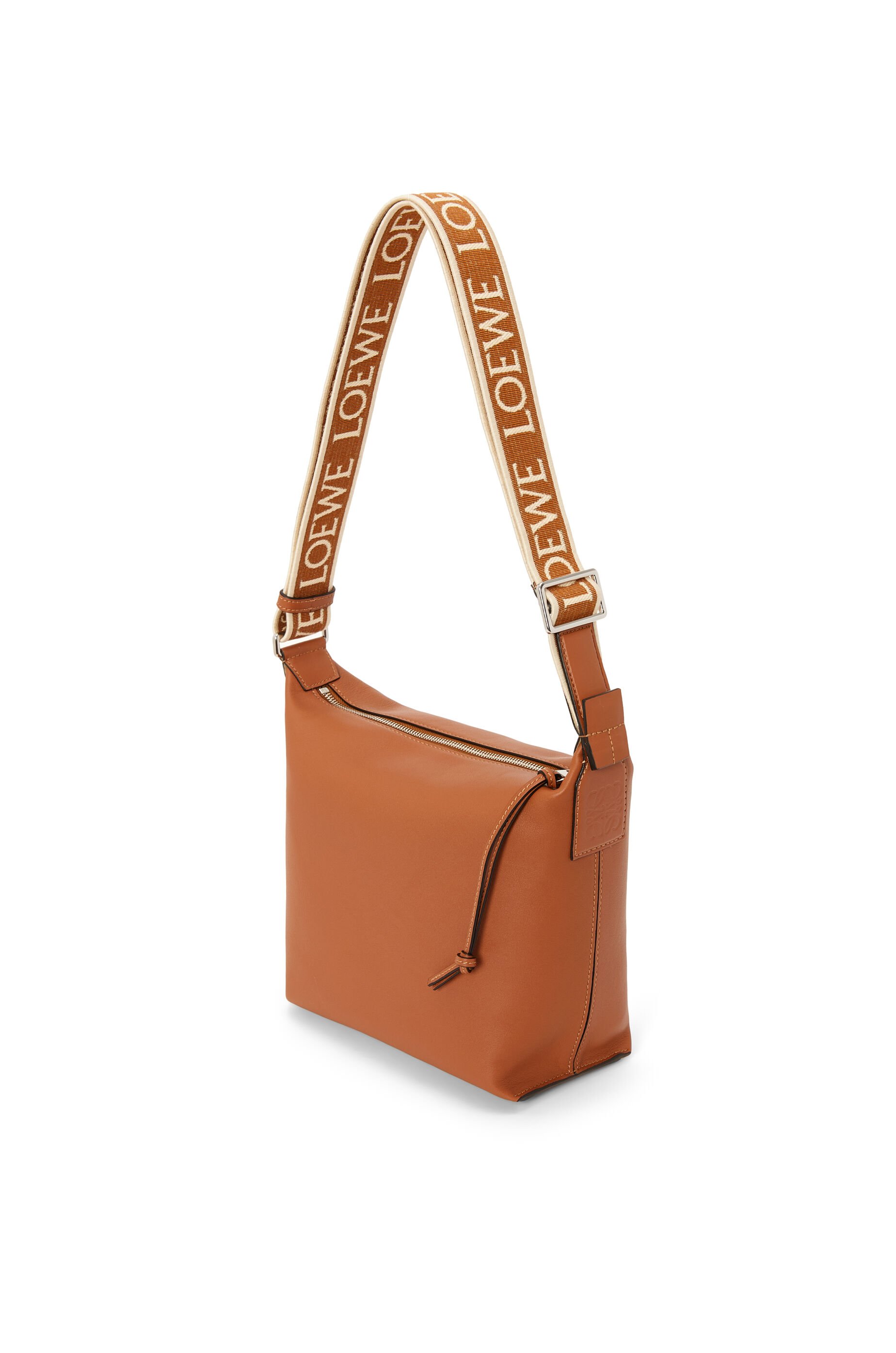 Small Cubi crossbody bag in supple smooth calfskin and jacquard Black LOEWE