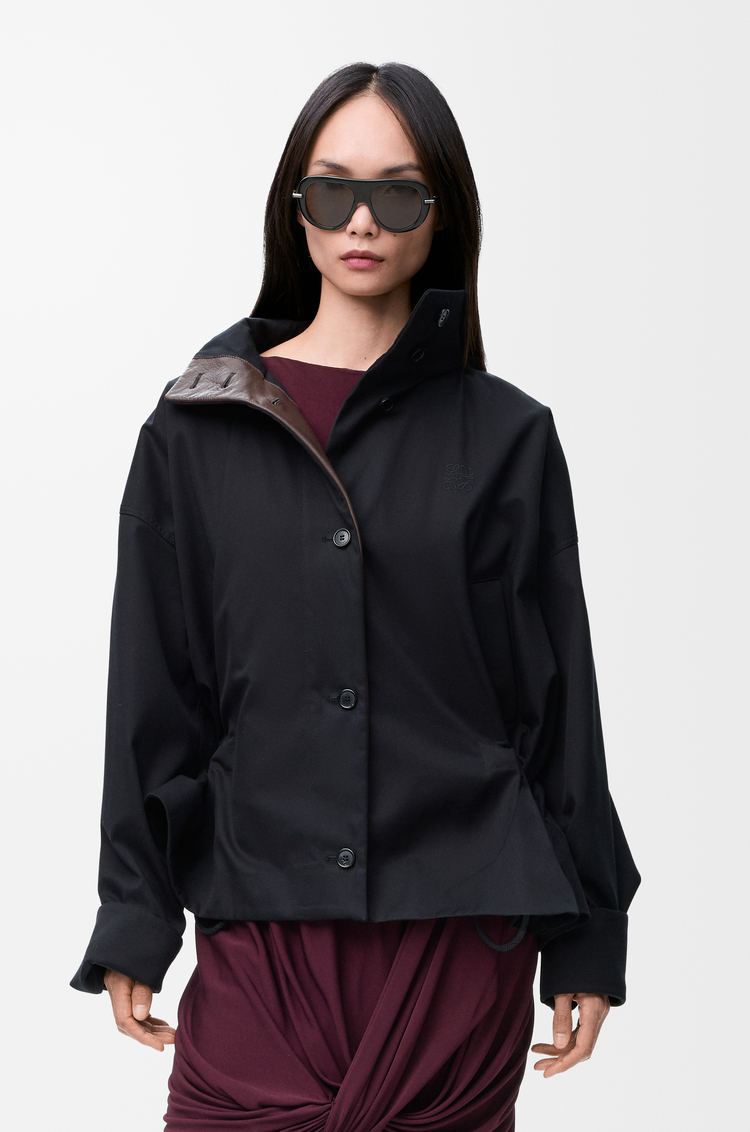 LOEWE Kapuzenjacke aus Baumwolle und Seide Schwarz