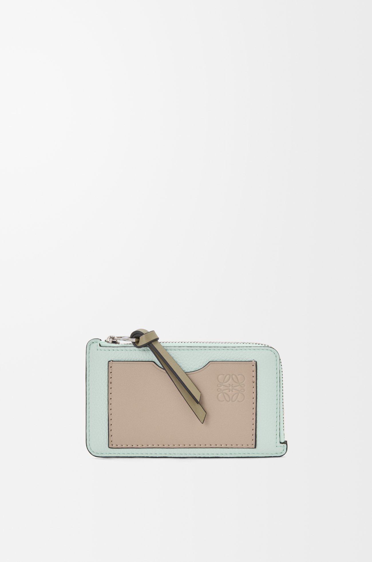 LOEWE 柔软粒面牛皮革硬币卡包 冰冻色/粘土色