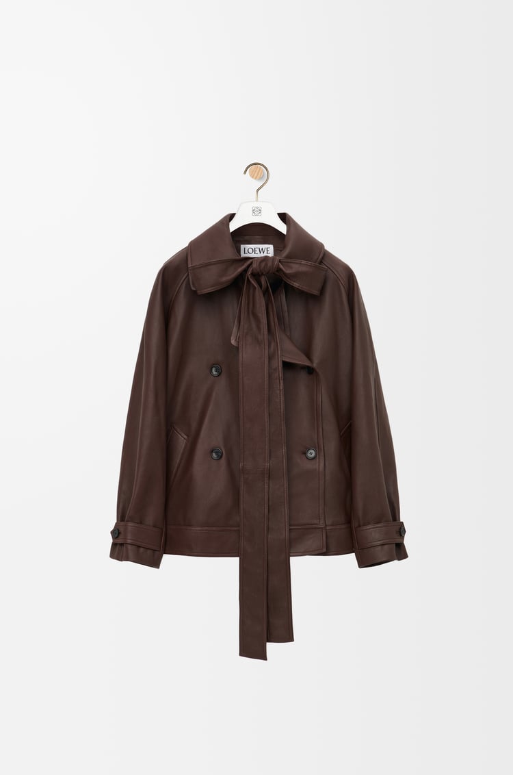 LOEWE Bow jacket in nappa lambskin Dark Chocolate