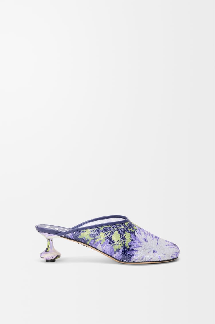 LOEWE Mules Toy en sequins Bleu Marine/Lilas