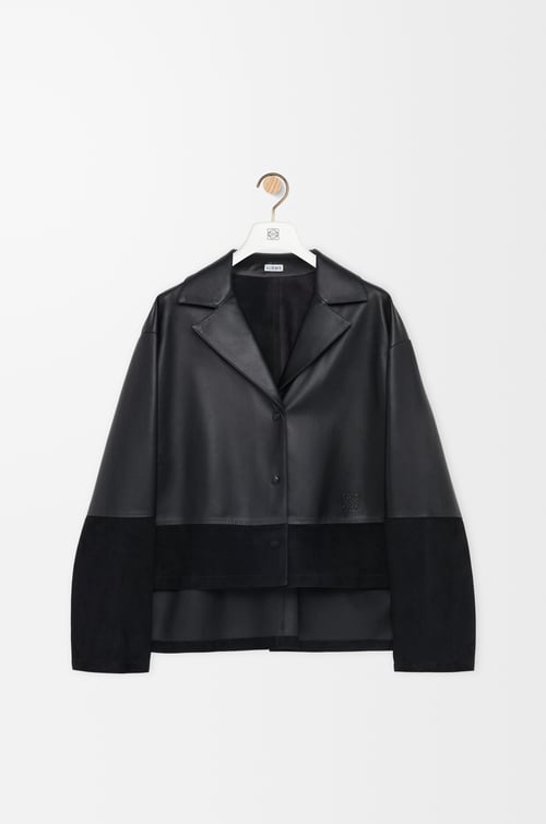 LOEWE Pyjama blouse in nappa lambskin and suede goatskin Black