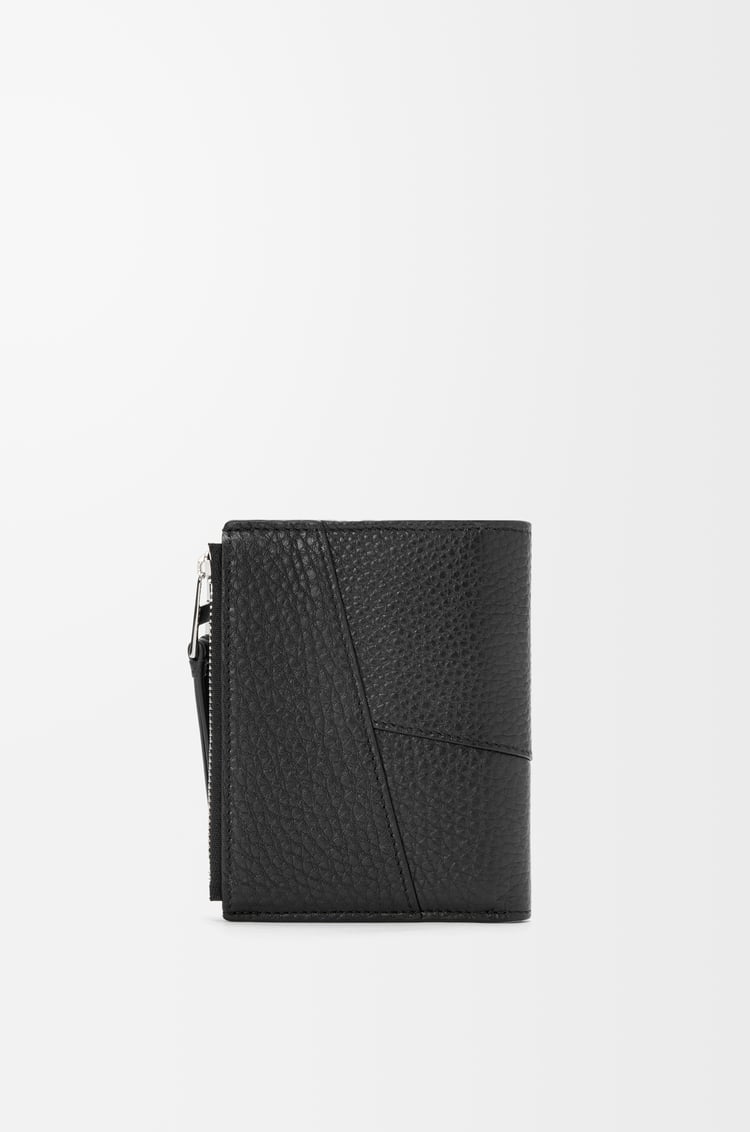 LOEWE 柔軟粒面小牛皮 Puzzle 窄版短錢包 黑色