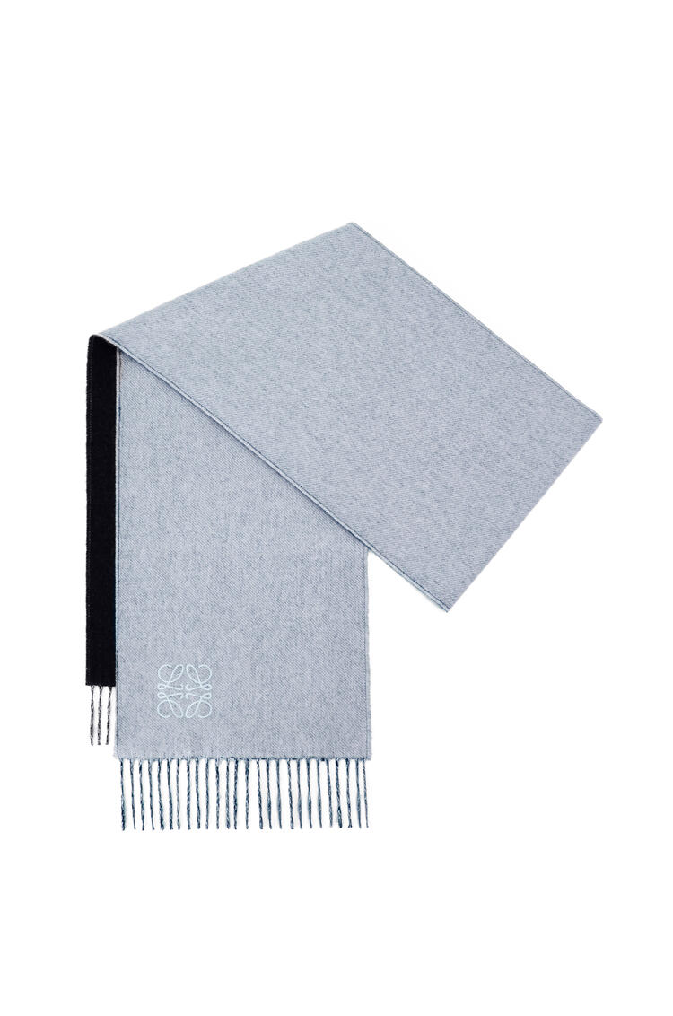 LOEWE Bicolour scarf in wool and cashmere Light Blue/Navy Blue