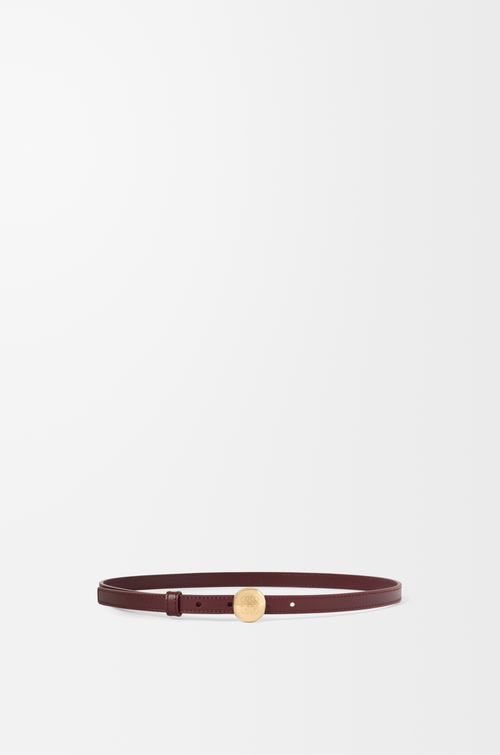 LOEWE Cinturón Pebble en piel de ternera lisa Burdeos Oscuro/Dorado
