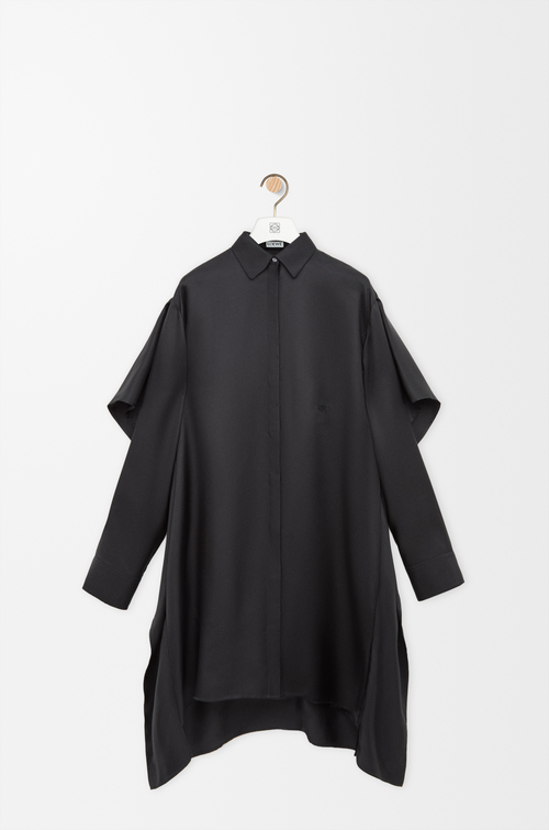 LOEWE Cape dress in silk Black