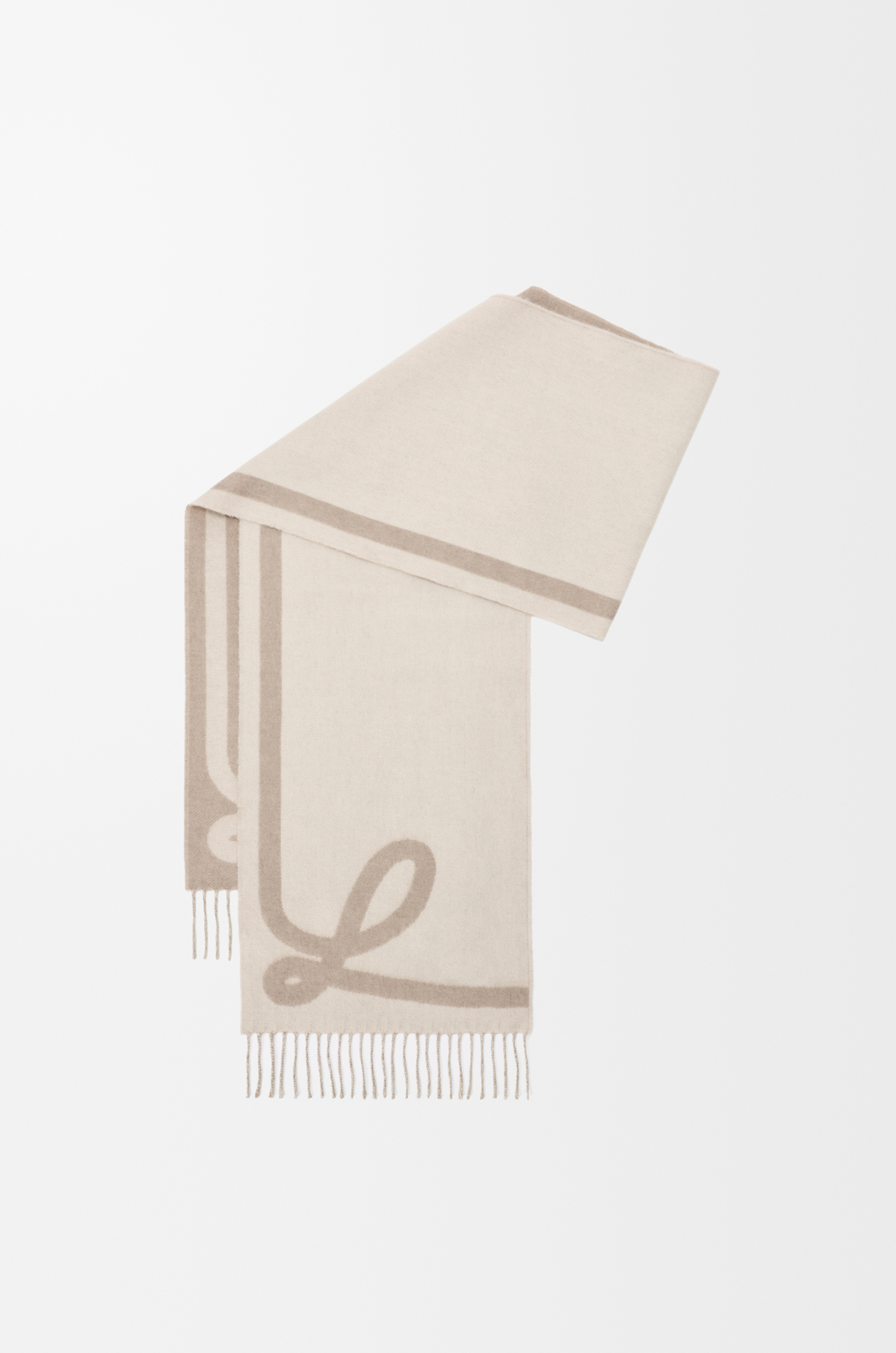 LOEWE Bufanda en lana y cashmere Topo/Crudo