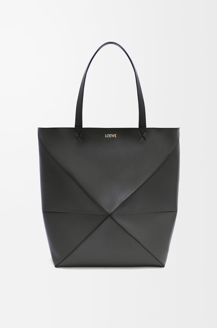 LOEWE XL Puzzle Fold tote in shiny calfskin Black