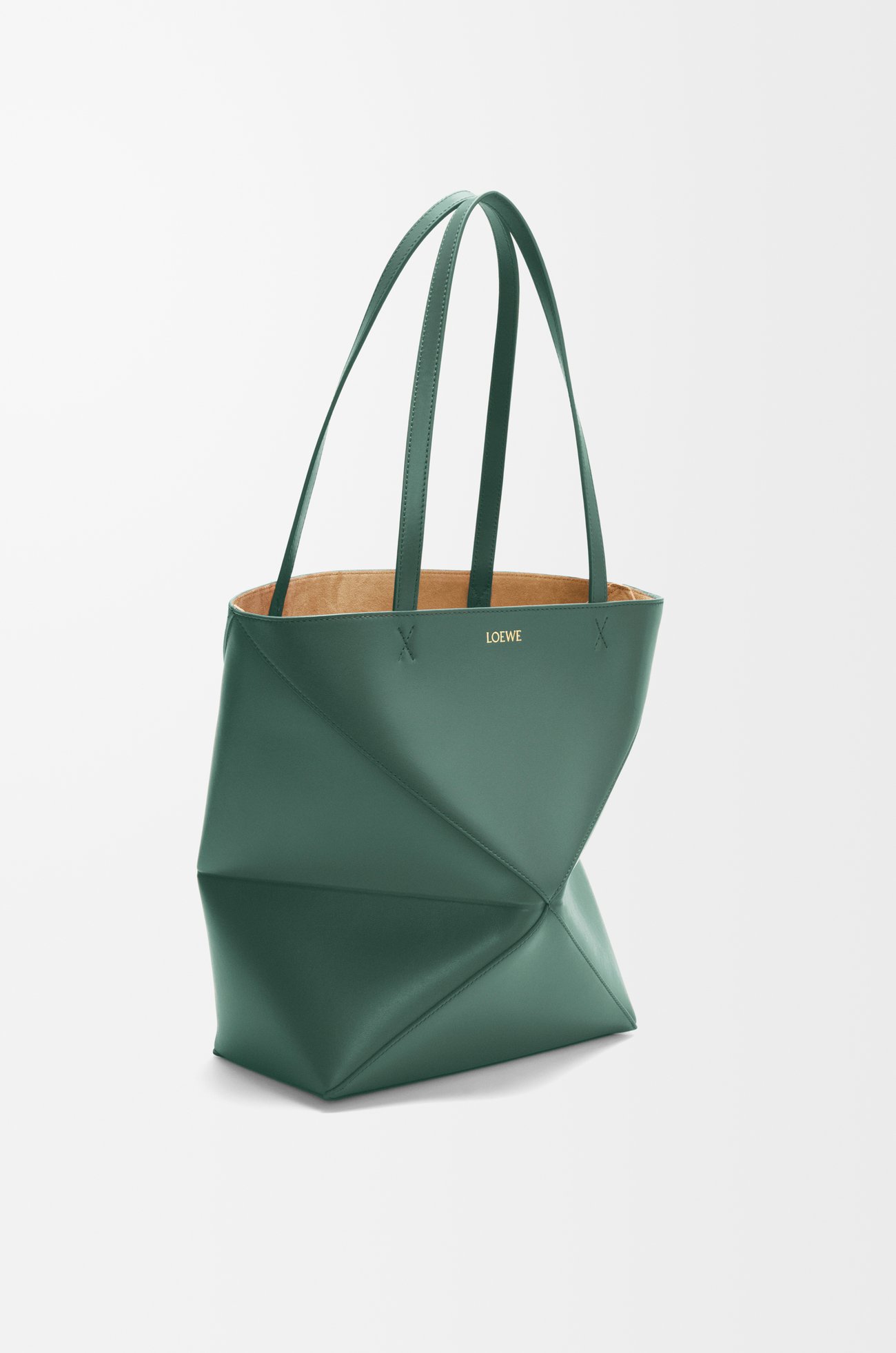 LOEWE Medium Puzzle Fold tote in shiny calfskin Vetiver