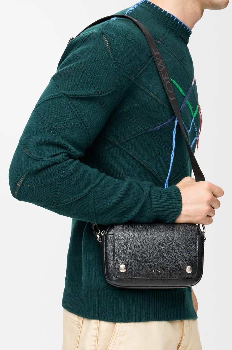 LOEWE Small Pebble messenger bag in supple grained calfskin Black