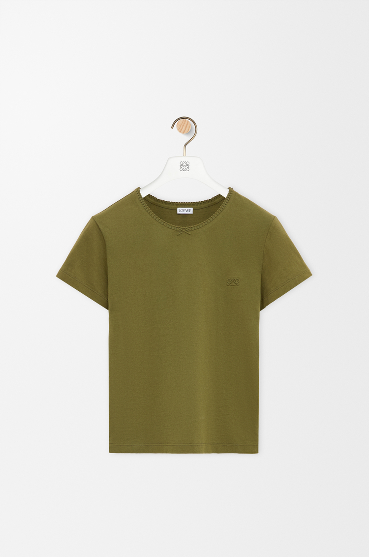 LOEWE Camiseta de corte pequeño en algodón Verde Caqui