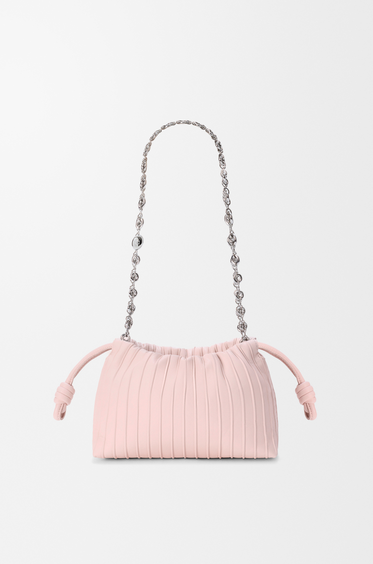 LOEWE Mini Flamenco Pleats Tasche aus Nappa-Lammleder Kristallrosa