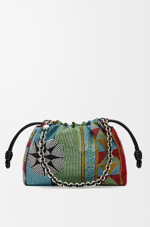 LOEWE Medium Flamenco purse in embellished denim Multicolor