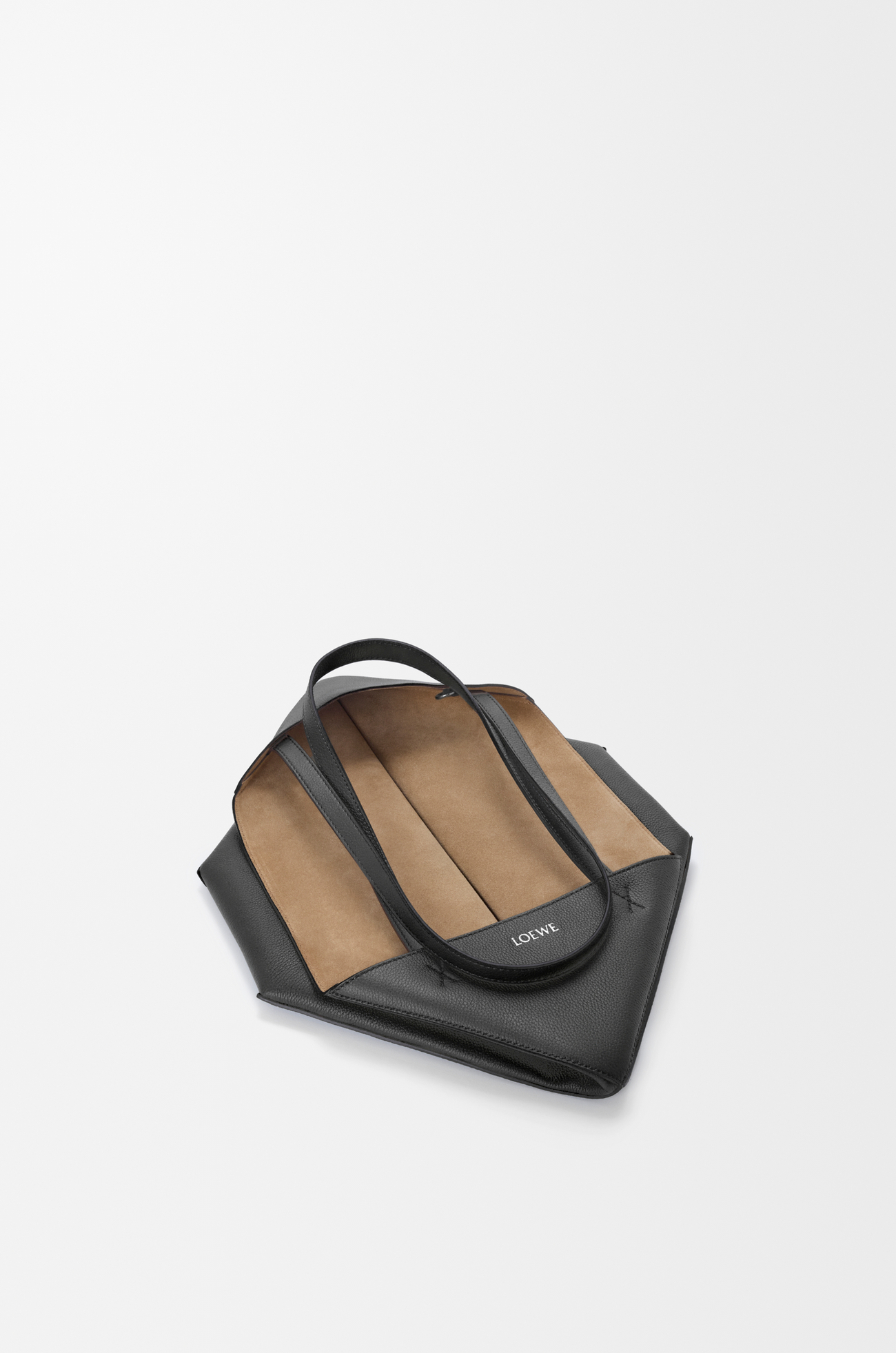 LOEWE Medium horizontal Puzzle Fold tote in soft grained calfskin Black