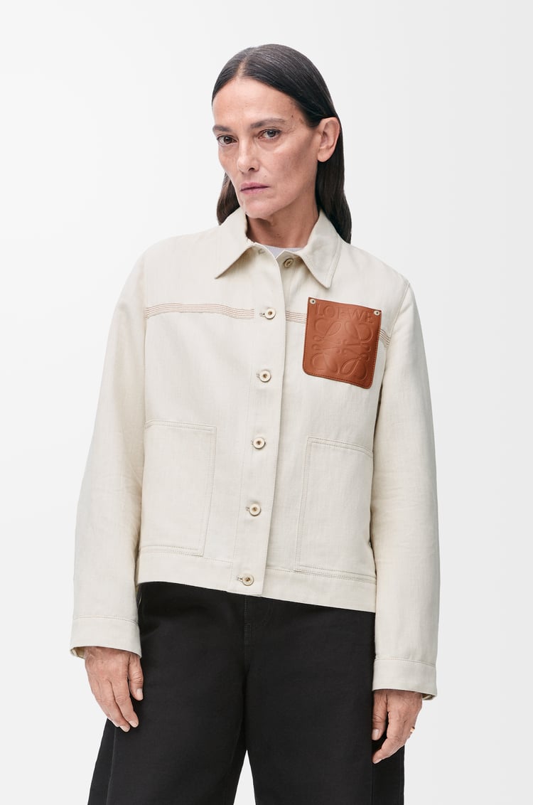 LOEWE Workwear jacket in cotton and linen Ecru