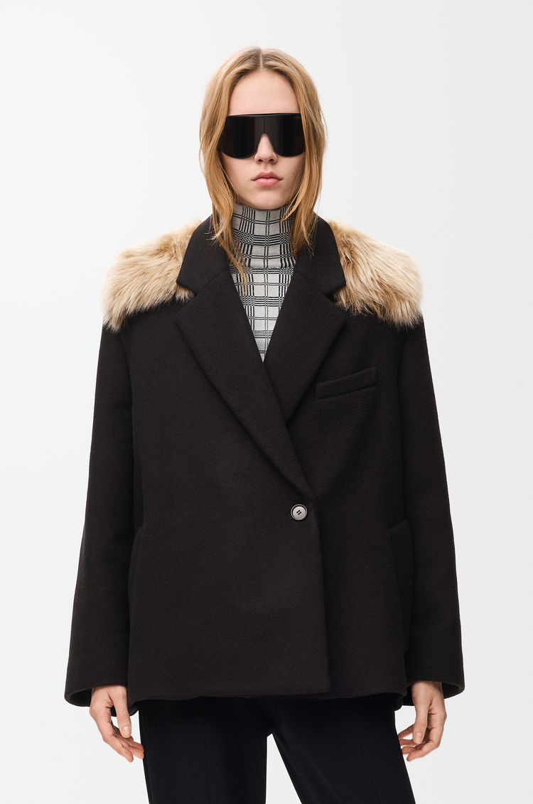 LOEWE Abrigo corto en lana y cashmere Negro