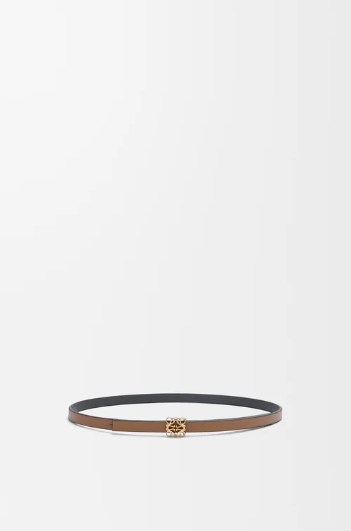 LOEWE Cinturón reversible Anagram Bombé en piel de ternera lisa Moca/Pizarra