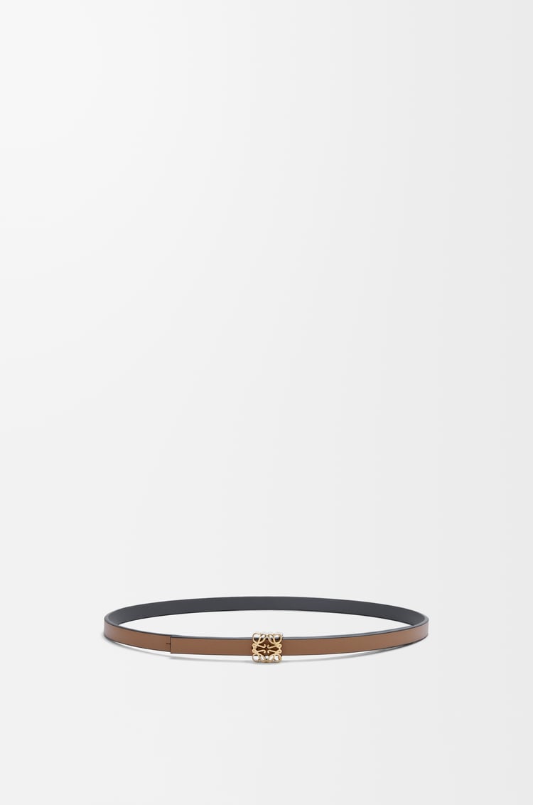 LOEWE Cinturón reversible Anagram Bombé en piel de ternera Moca/Pizarra