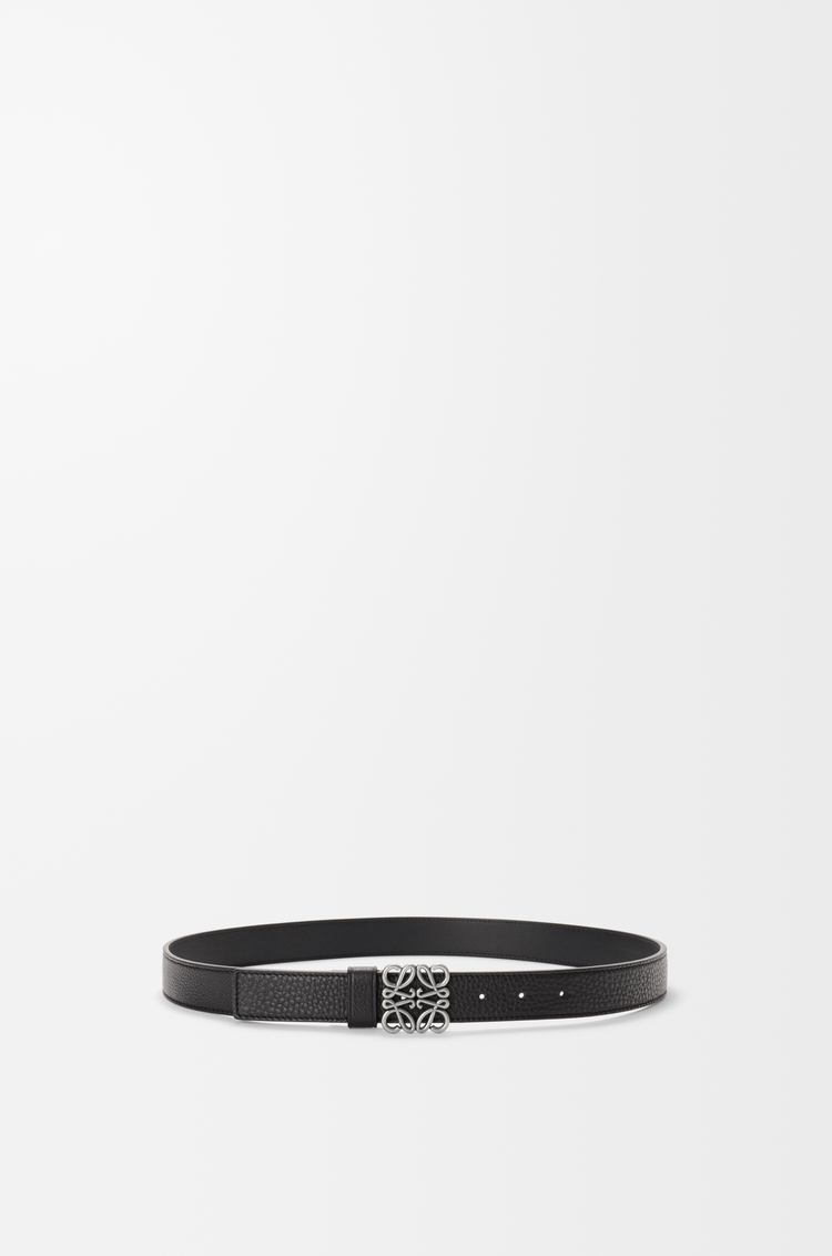 LOEWE Chunky Anagram belt in supple grained calfskin Black/Vintage Palladium