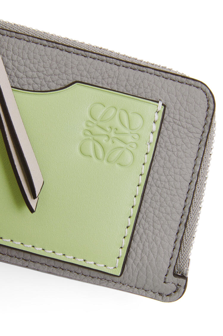 LOEWE Coin cardholder in soft grained calfskin Pearl Grey/Light Pale Green