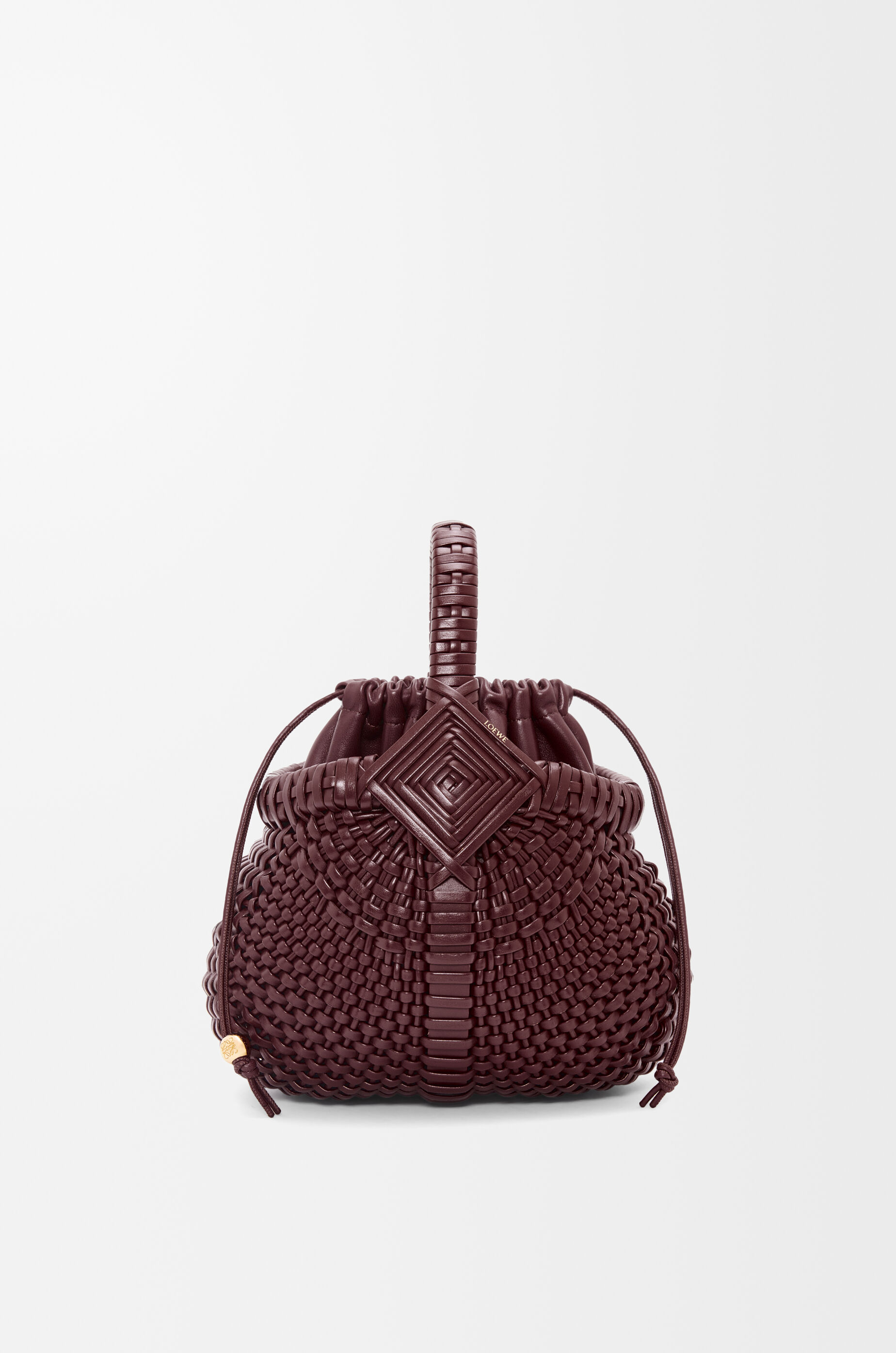 ダイヤモンド ラウンド バスケット ミニ（カーフ） レッド - LOEWE
