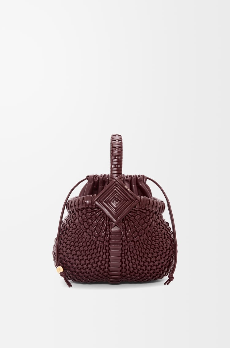 LOEWE Mini Diamond round basket in calfskin Dark Burgundy