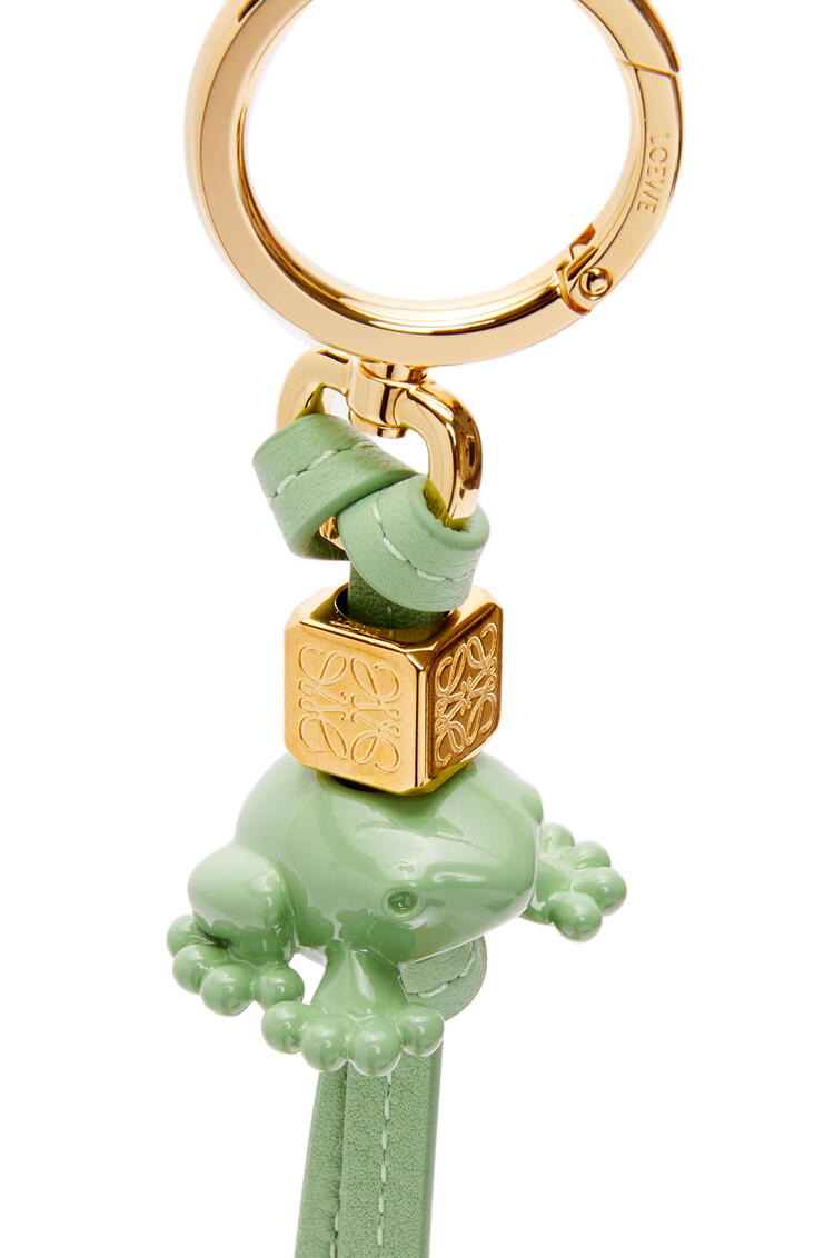 LOEWE Frog charm in calfskin and brass Jade