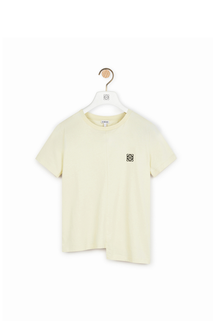 LOEWE Anagram embroidered asymmetric t-shirt in cotton Light Yellow plp_rd