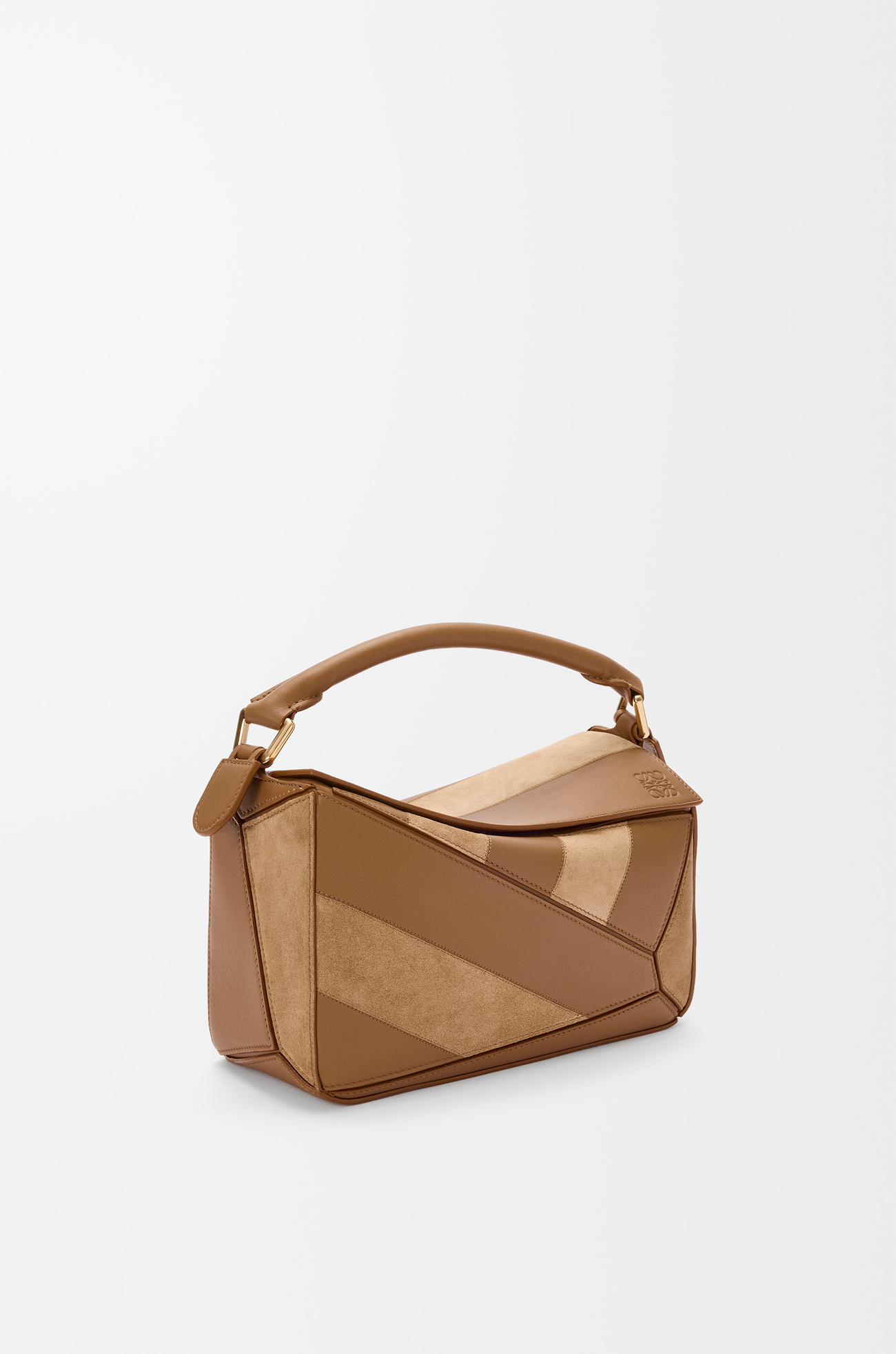 LOEWE Small Puzzle bag in classic calfskin and suede Oak