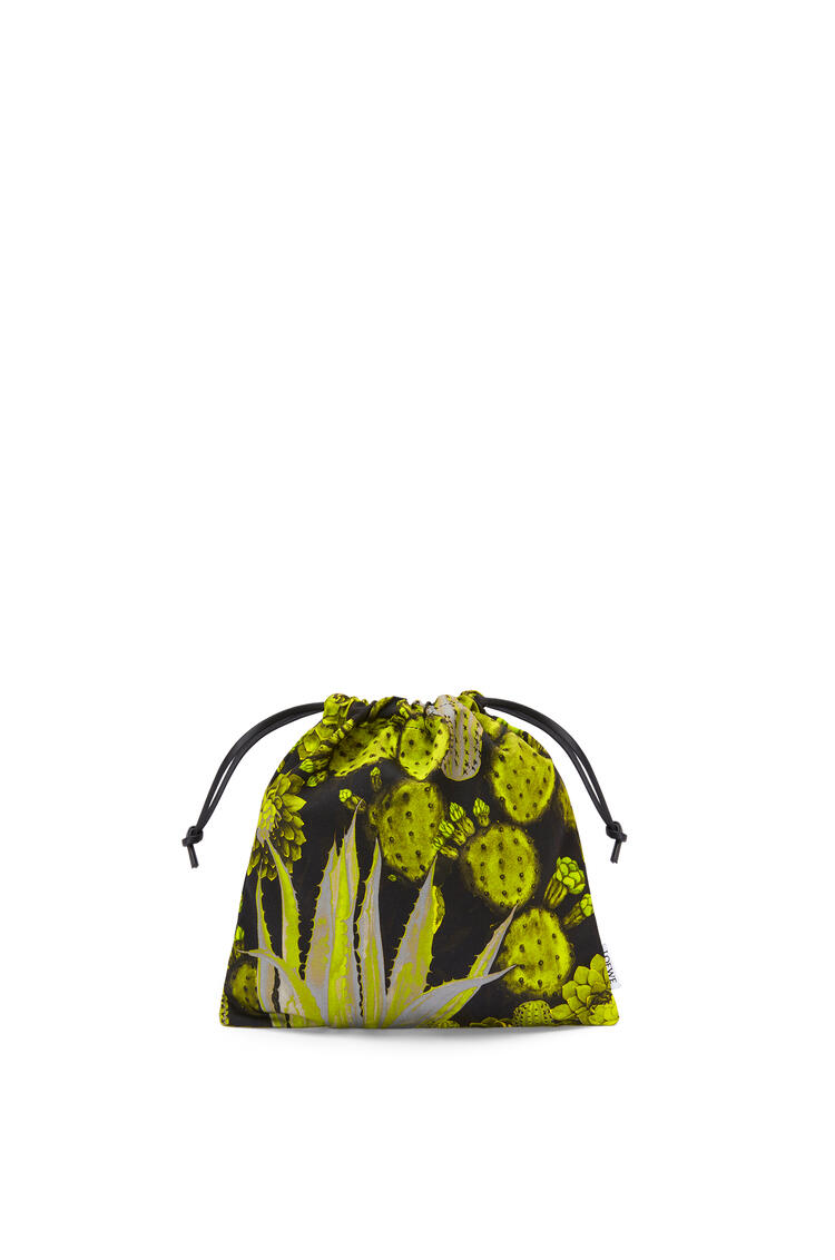 LOEWE Cactus drawstring pouch in canvas and calfskin Green