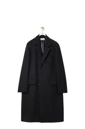 LOEWE Long embroidered coat in wool Black